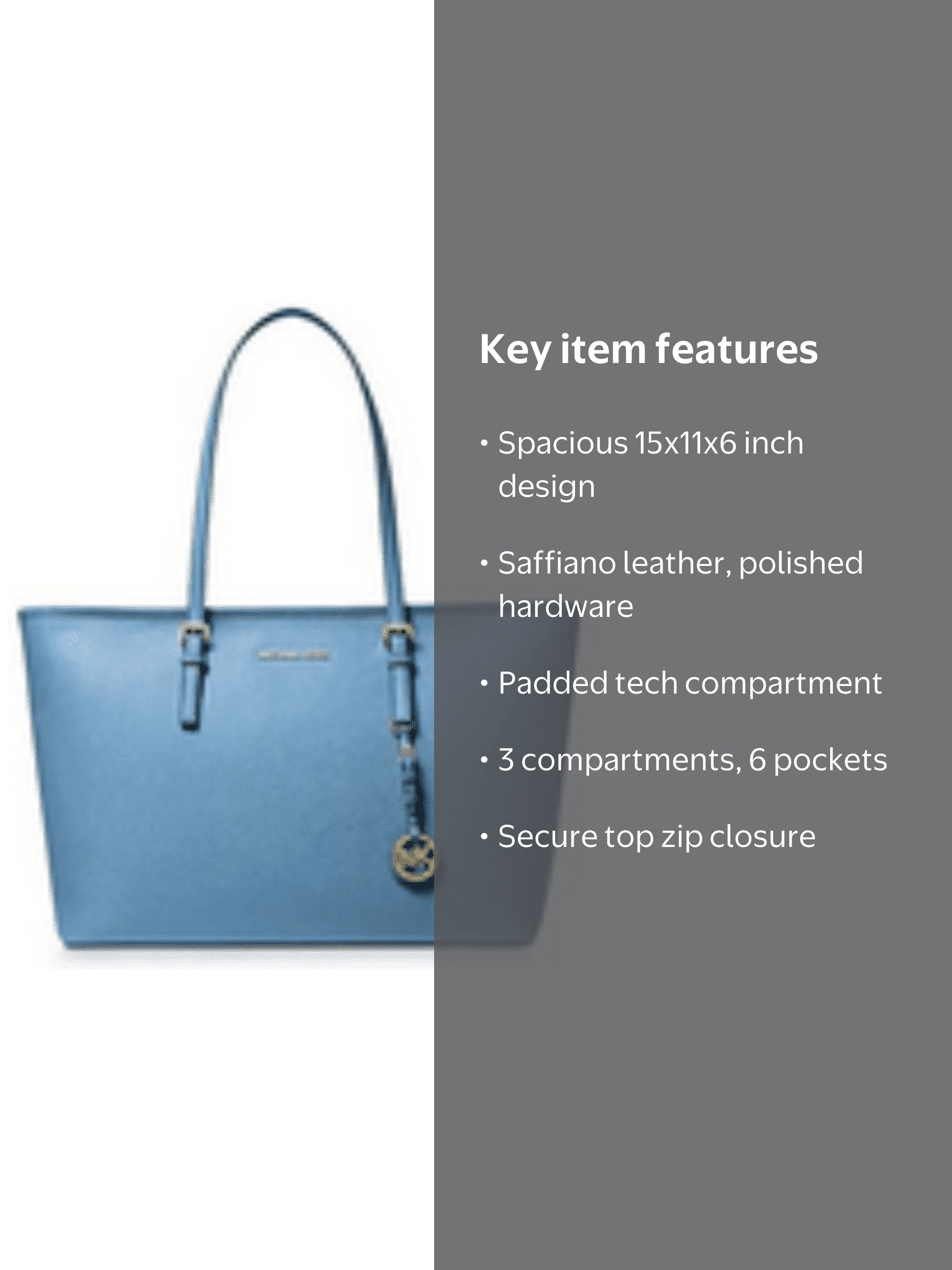 Michael Kors Jet Set Travel Medium Saffiano Leather Top-Zip Tote
