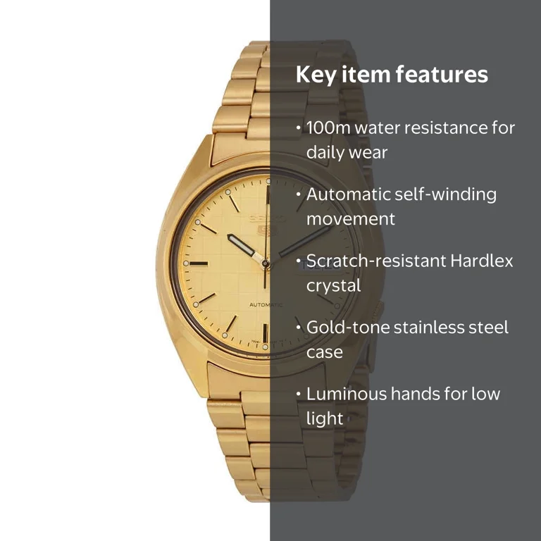 Seiko, Men's Watch, SNXL72, Gold with Champagne Dial - Walmart.com