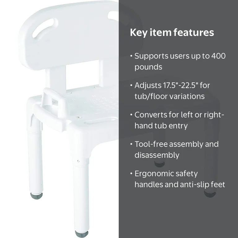 Carex Universal Tub Transfer Bench, Shower and Bath Seat, Height