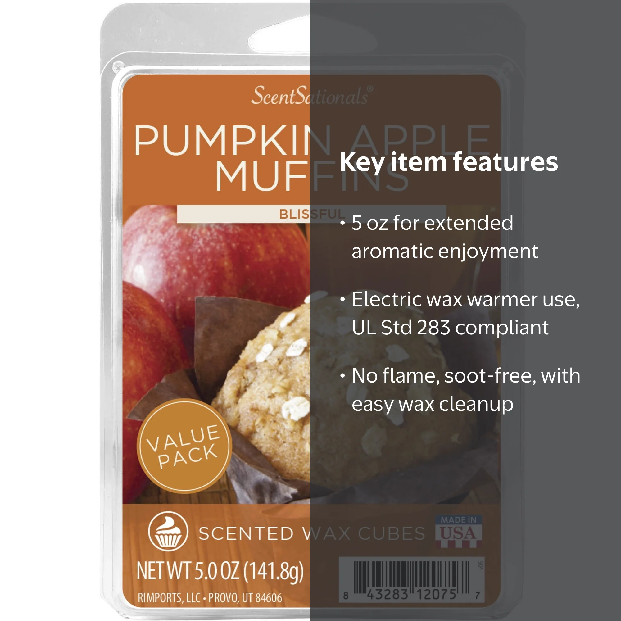 ScentSationals, Wax Melts, 5 oz Pumpkin Apple Muffins, Scented