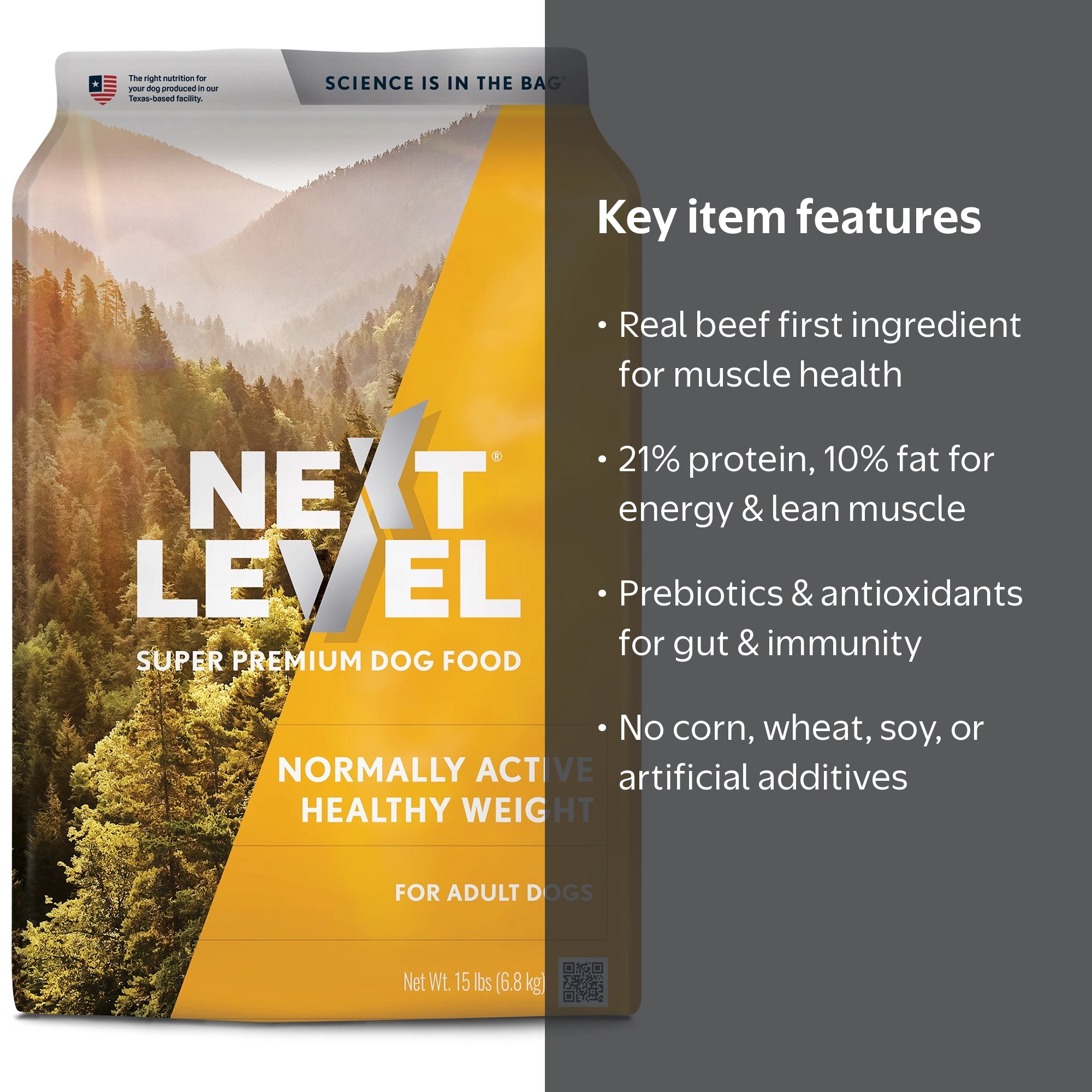 Next Level Normally Active Healthy Weight Dry Dog Food, 15 lb Bag