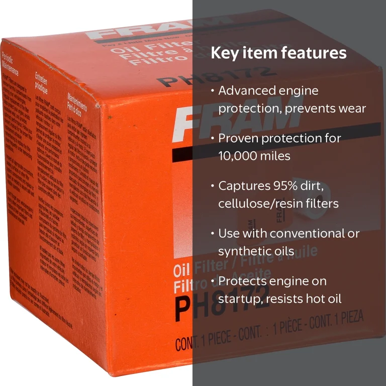 FRAM, Extra Guard Oil Filter, PH8172, 10K mile change interval