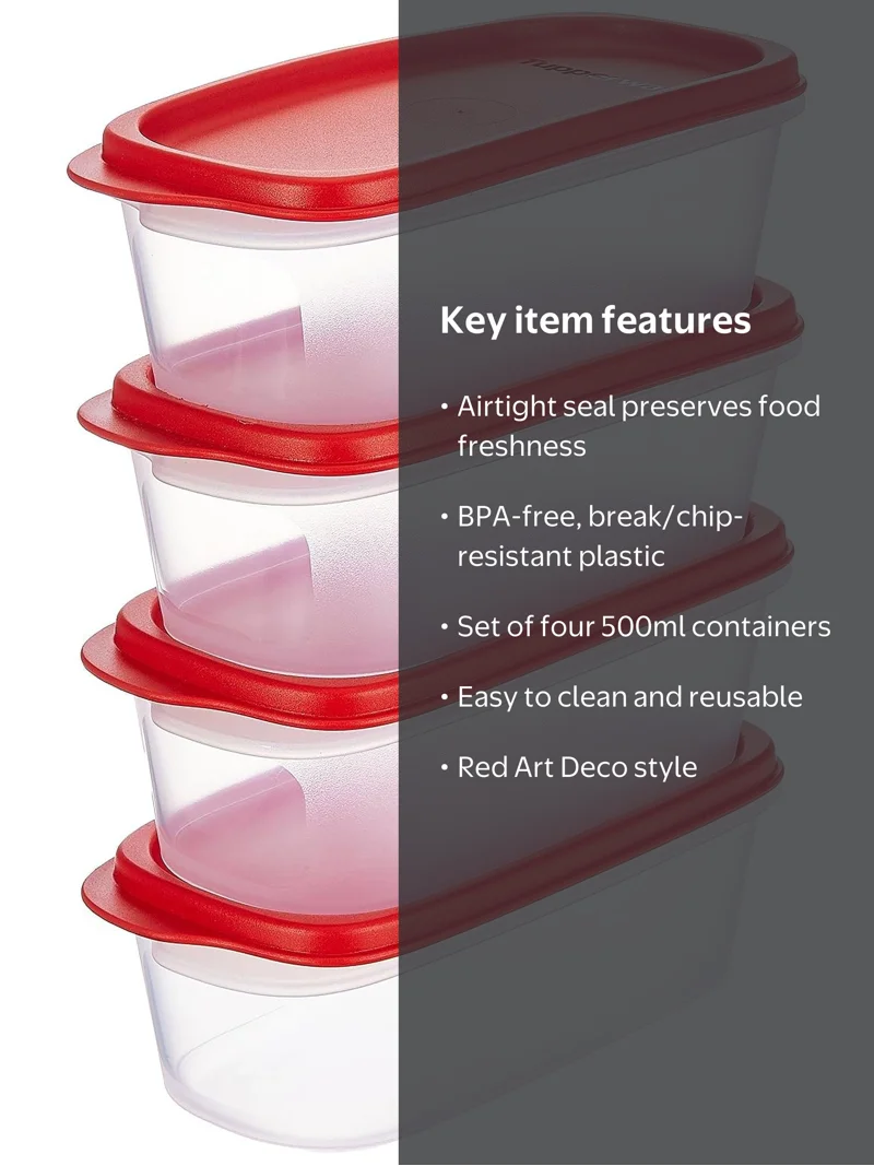 Tupperware, Plastic Food Storage Container, 500 ml, Red - Walmart.com