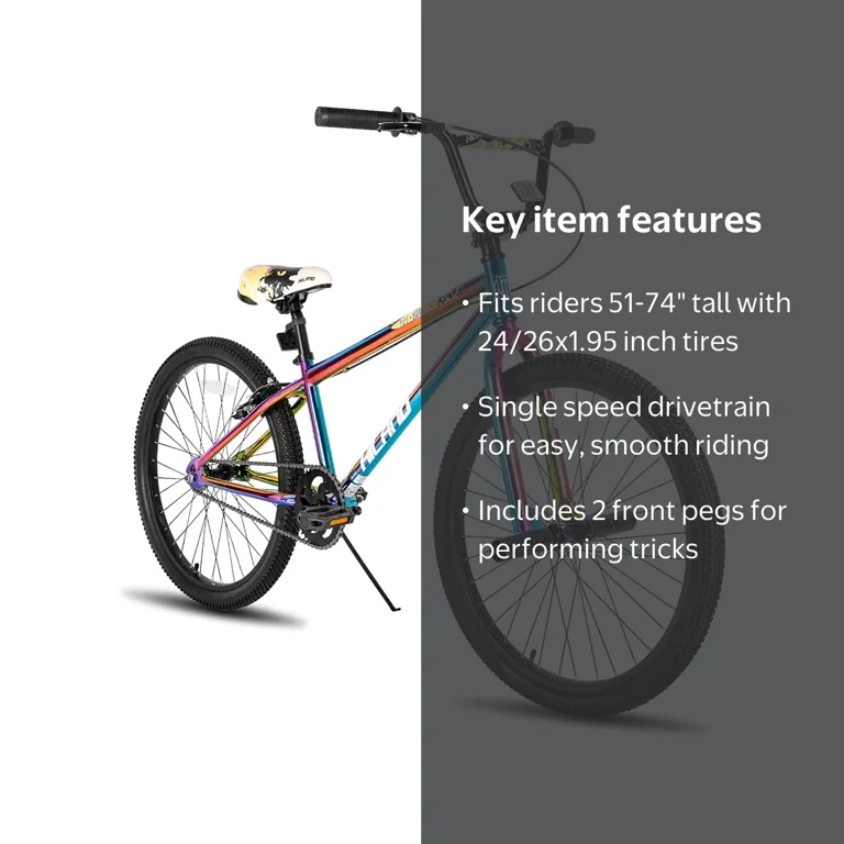 HILAND, BMX bike, 24-inch, Multicolor, with 2 Pegs for Adults