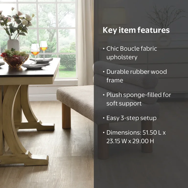 Christopher Knight Home Modern Boucle Upholstered Dining Bench