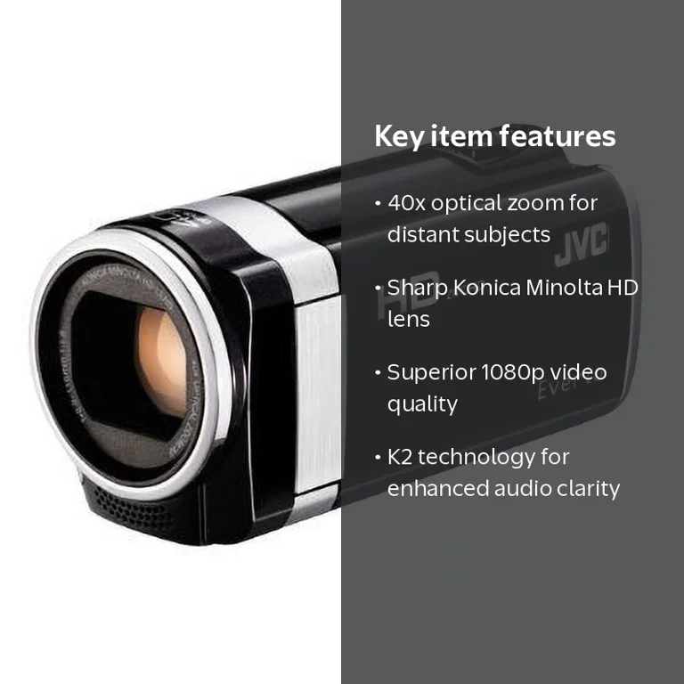 JVC Everio GZ-HM650 Camcorder, 1080p, 40x Zoom, Black, 2.7 in