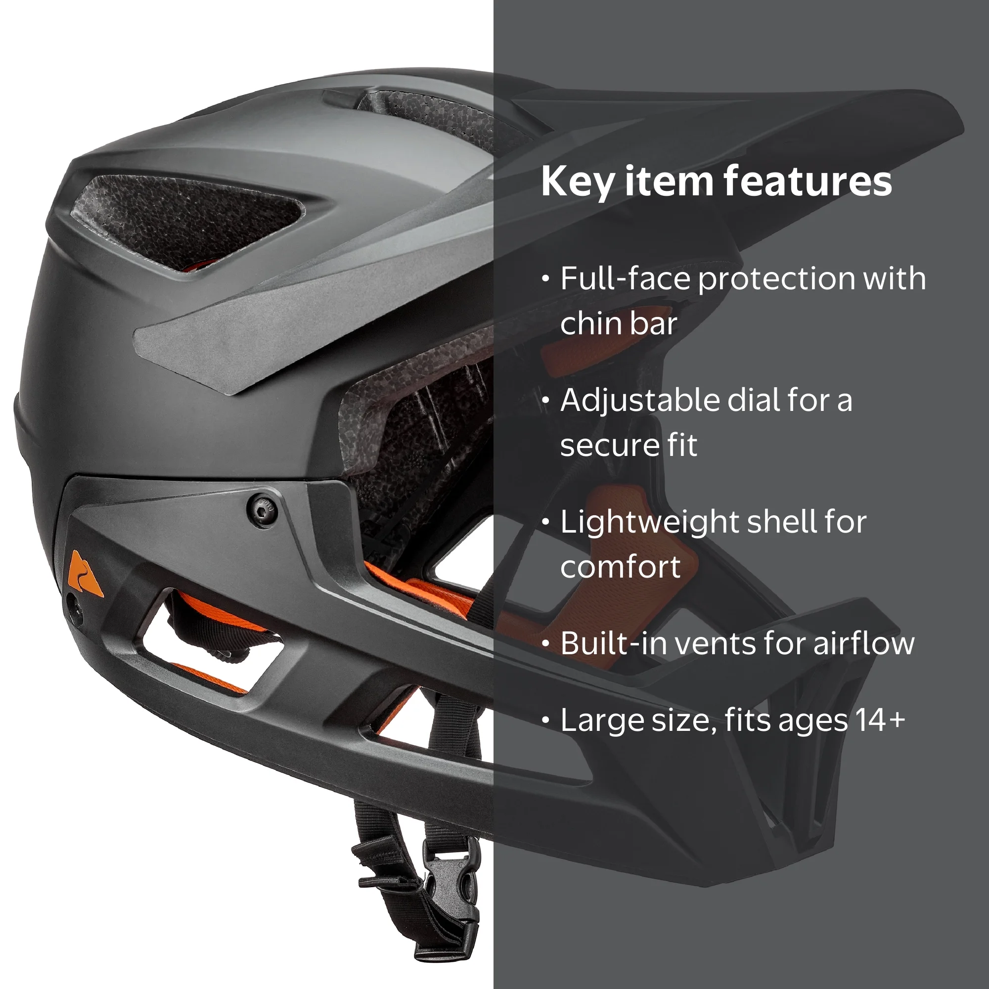Ozark Trail Adult Full-Face Bike Helmet, Black, Ages 14+, Size L, Adjustable Fit Ozark Trail Adult Full-Face Bike Helmet, Black, Ages 14+, Size L, Adjustable Fit