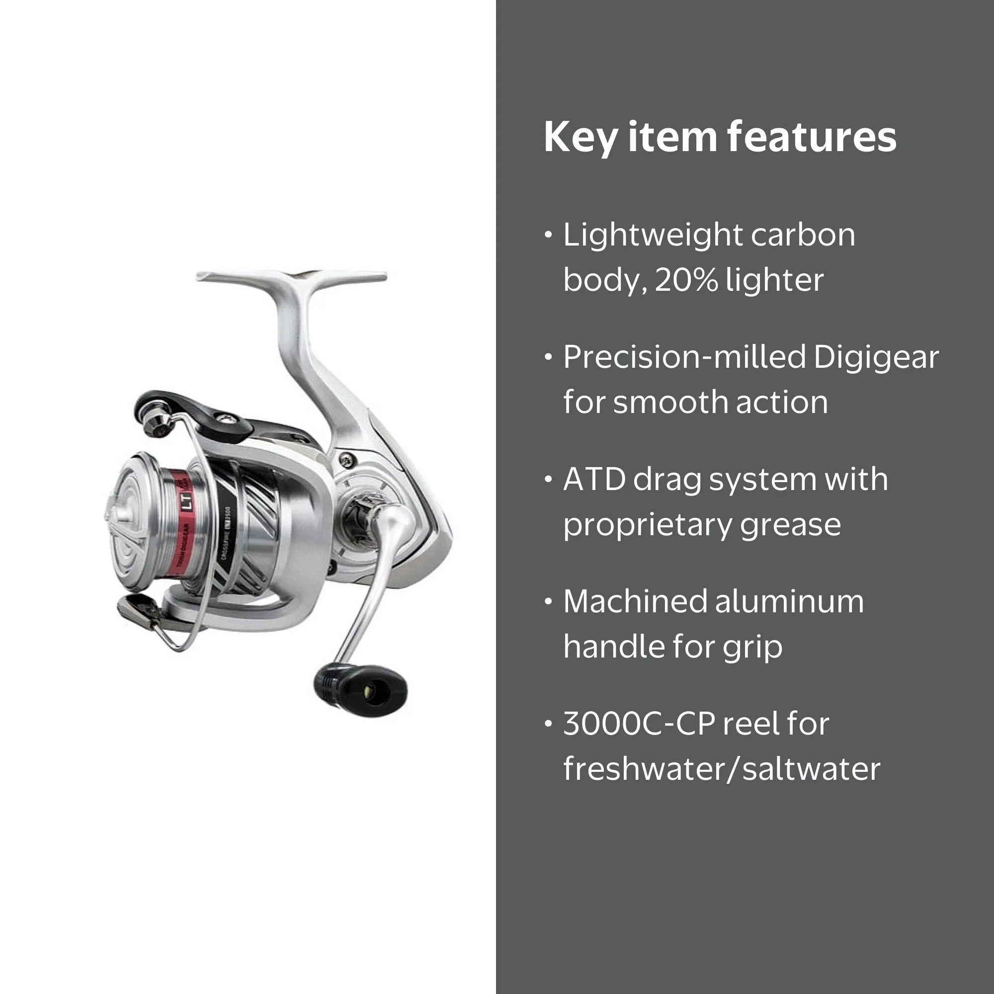 Daiwa Crossfire LT 3000C-CP Spinning Reel with Carbon Light Body