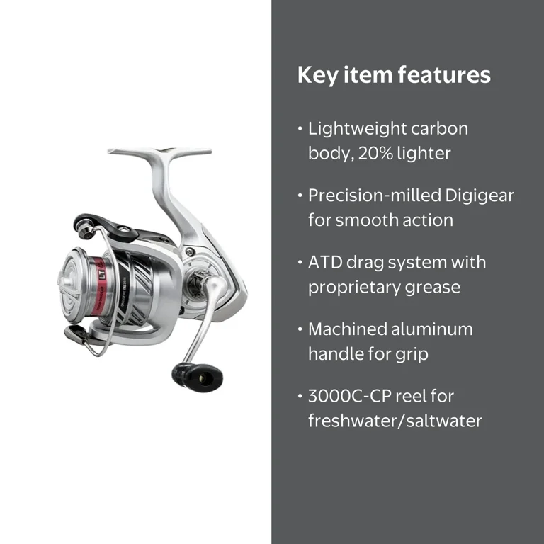 Daiwa Crossfire LT 3000C-CP Spinning Reel with Carbon Light Body