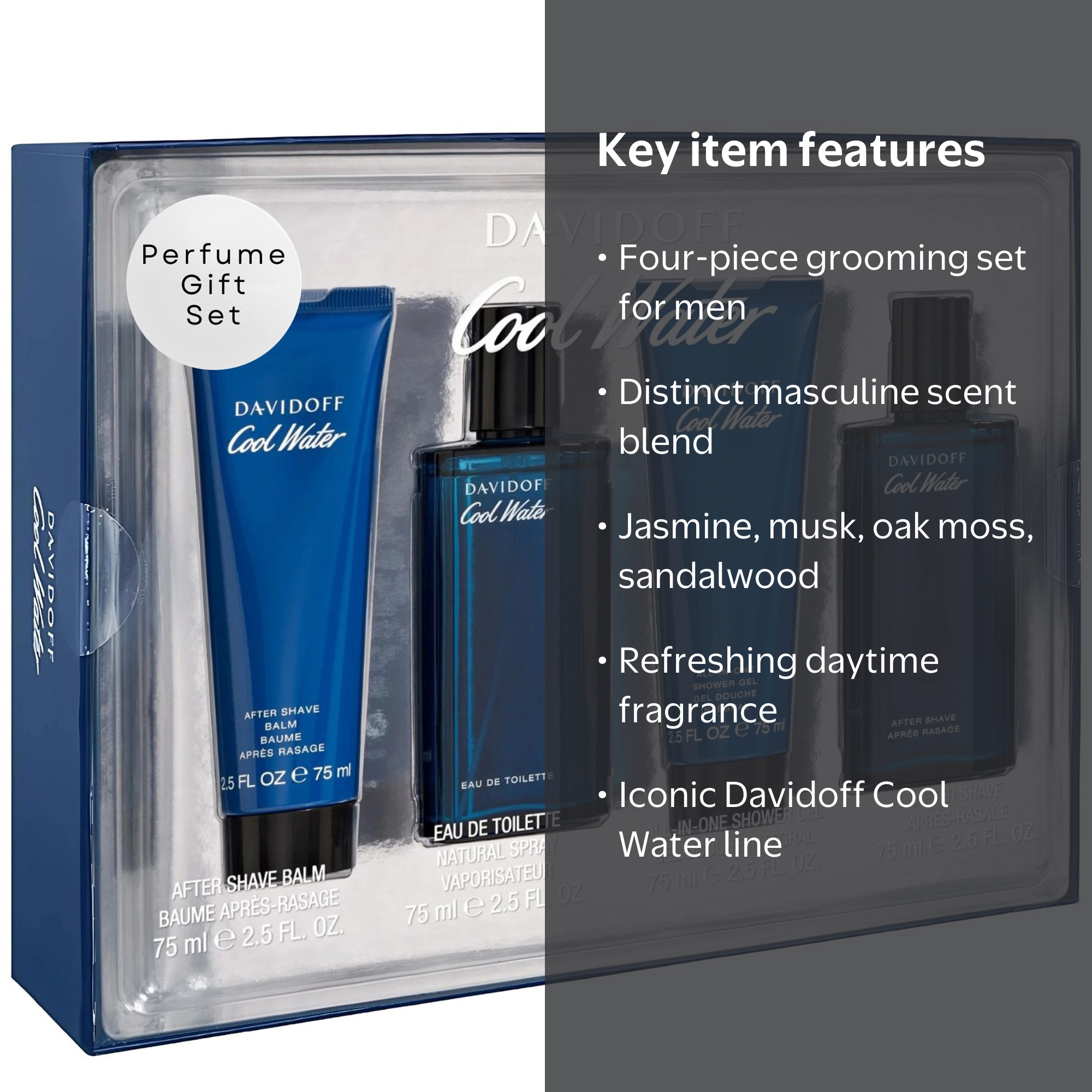 Davidoff Cool Water Cologne Gift Set for Men, Jasmine Musk