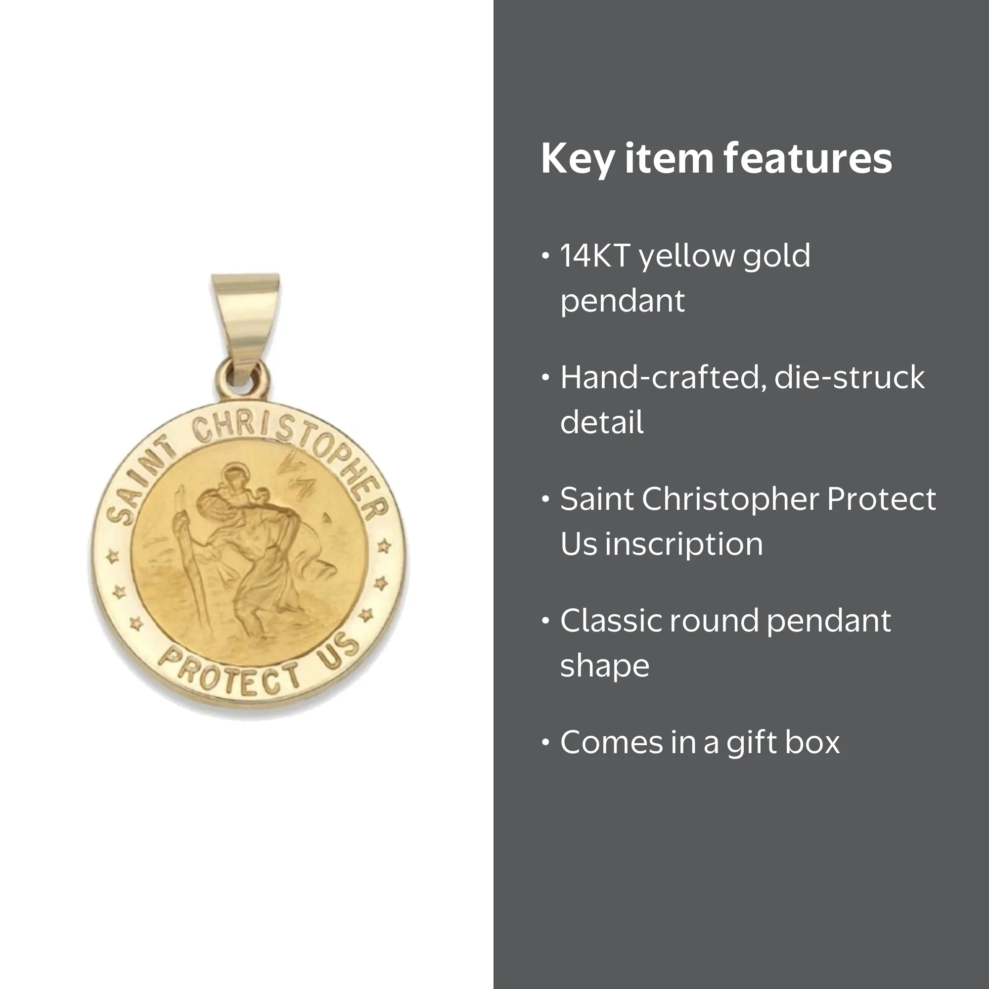 Brilliance Fine Jewelry14 KT Yellow Gold Saint Christopher Medal