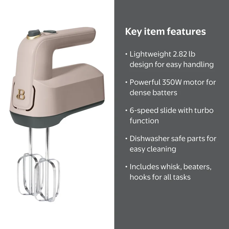 Free Shipping! Beautiful 6-Speed Electric Hand Mixer with Porcini