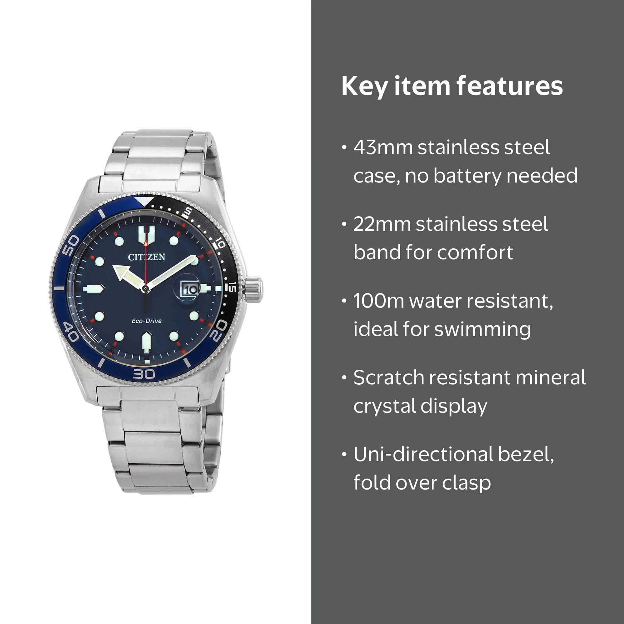 Citizen Eco-Drive Blue Dial Men's Watch AW1761-89L - Walmart.com