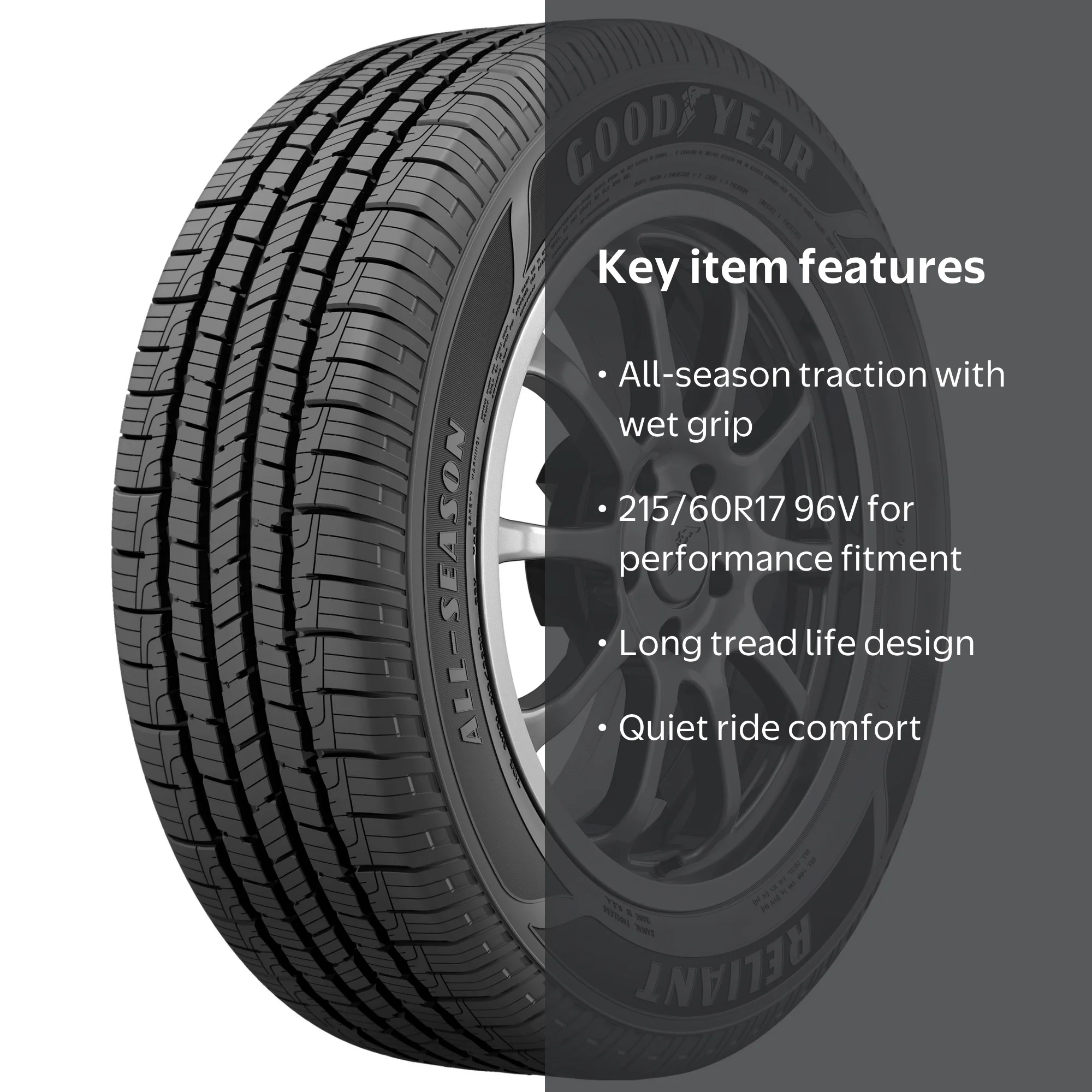 Goodyear Reliant All-Season 215/60R17 96V All-Season Tire Fits