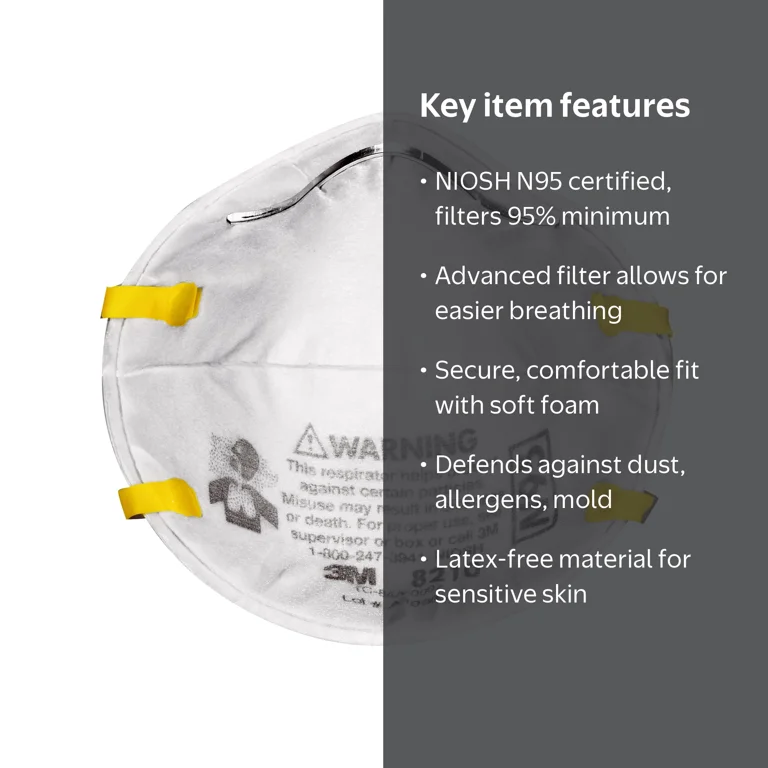 3M N95 8210Plus Performance Respirator for Paint Prep, Sanding