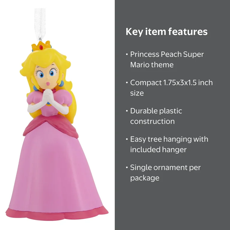 Hallmark Nintendo Super Mario Princess Peach Christmas Ornament, 1