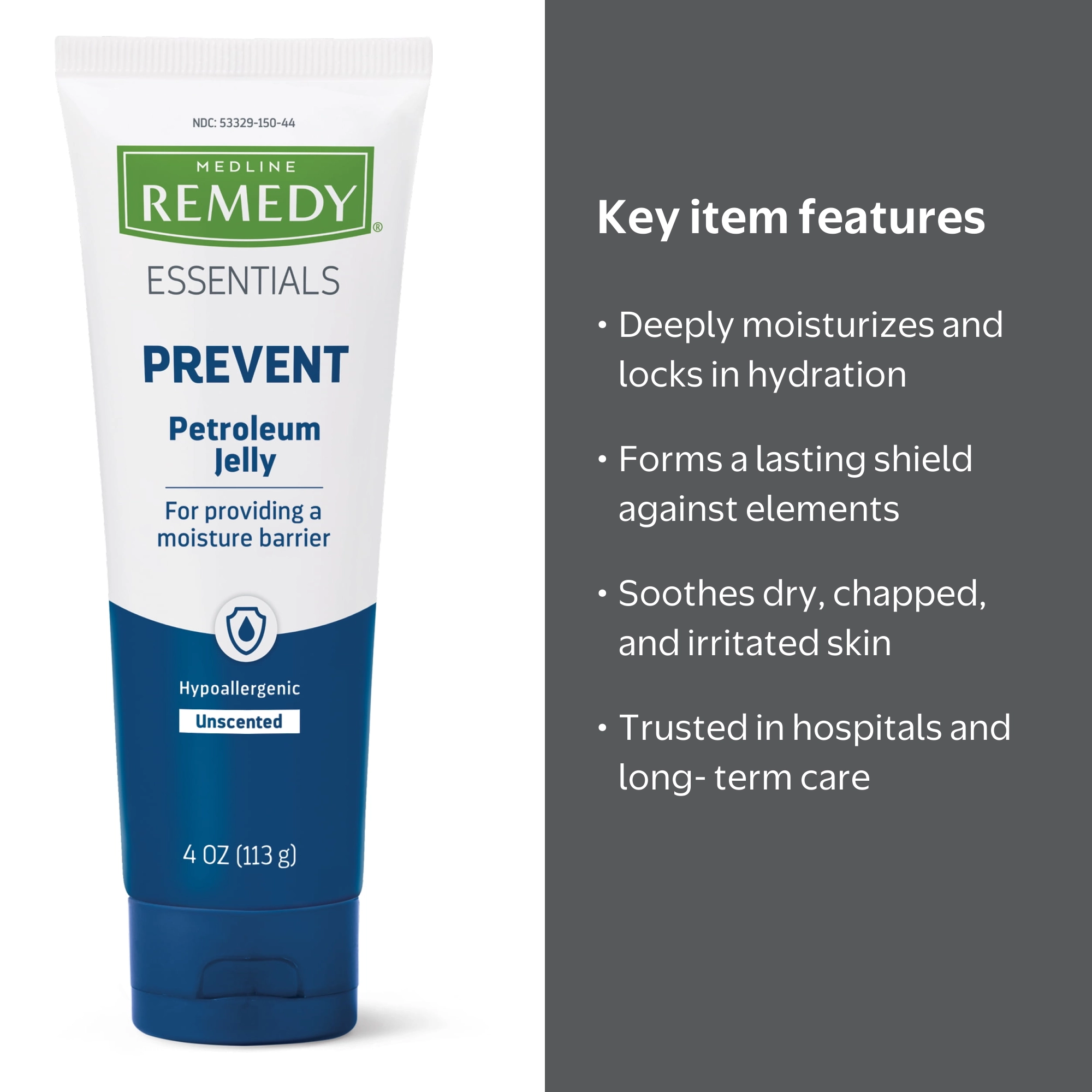 Medline Remedy Essentials Petroleum Jelly (4 oz Tube), 12 Count