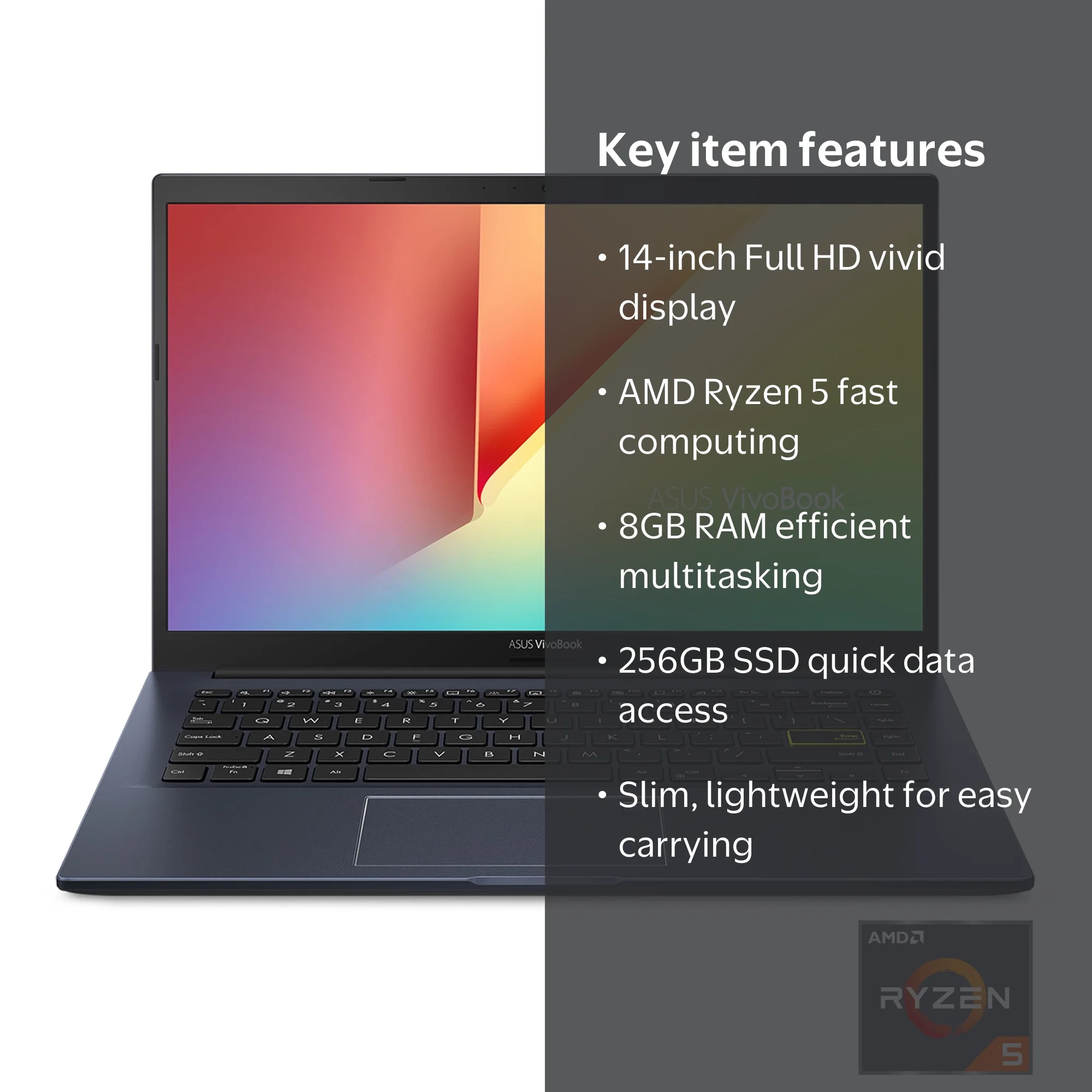 ASUS VivoBook M413, 14” FHD, Ryzen 5 3500U, Radeon Graphics, 8GB