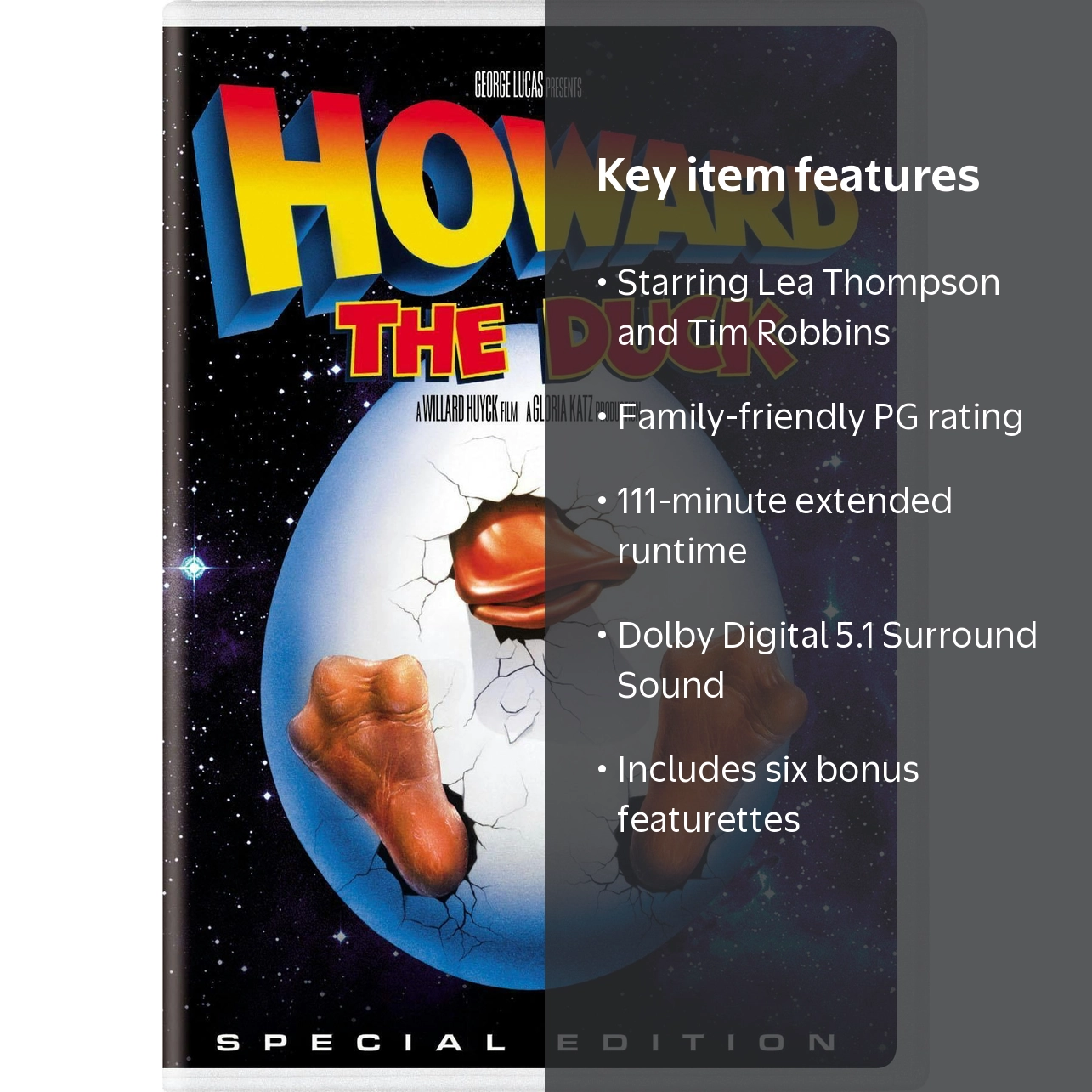 Howard the Duck Special Edition DVD, Comedy, PG, Dolby Digital