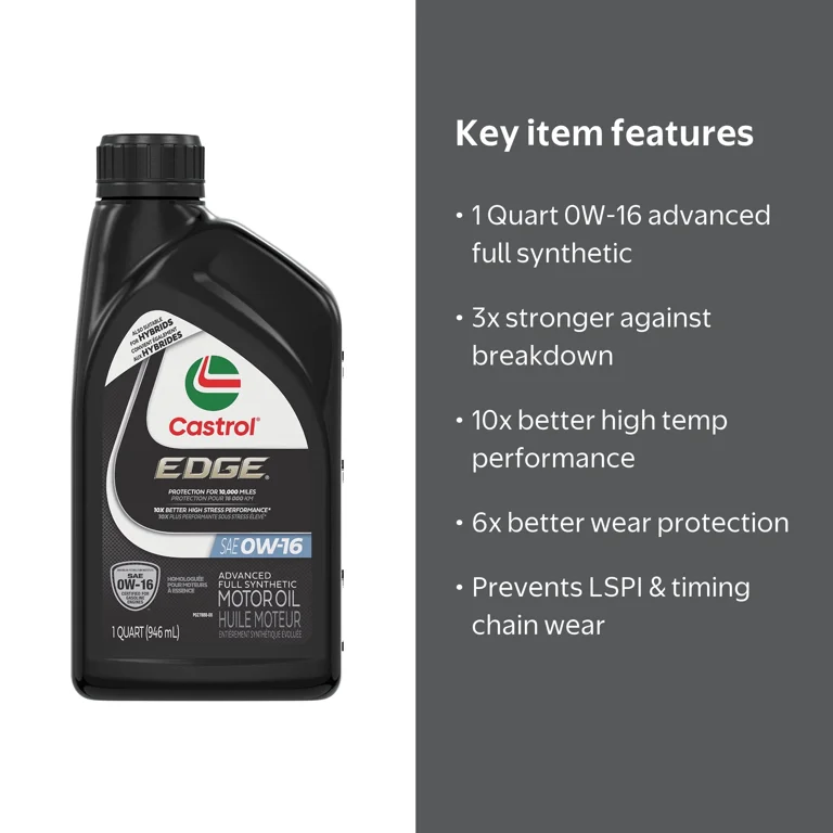 Castrol Edge 0W-16 Advanced Full Synthetic Motor Oil, 1 Quart