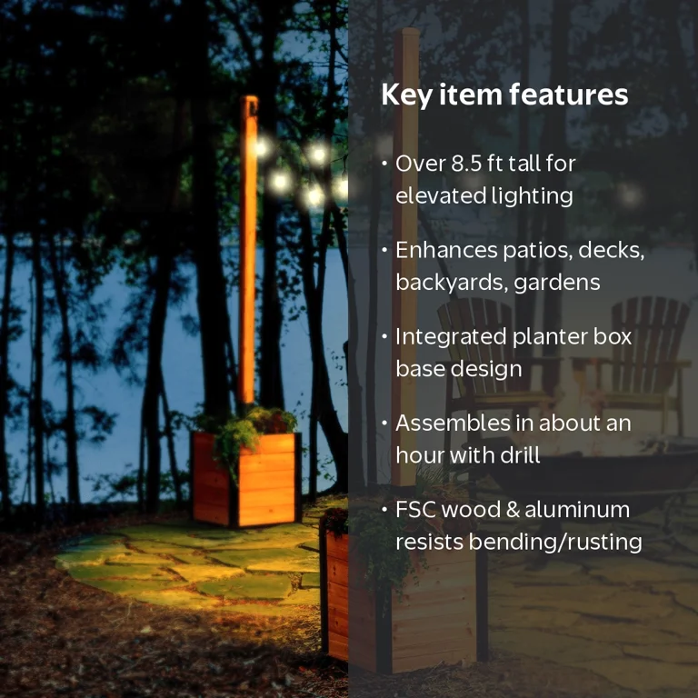 Zippity Outdoor Products, Freestanding String Light Post, 8.5ft