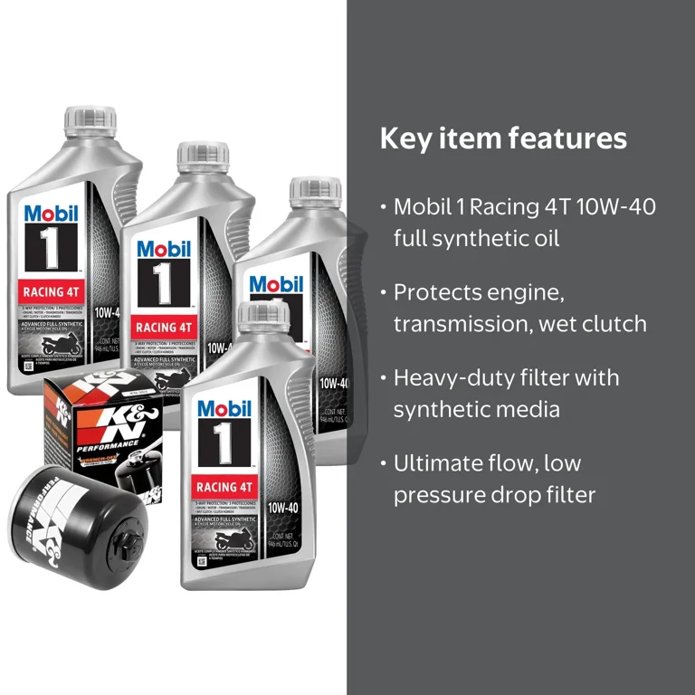 Kawasaki/Yamaha Synthetic Motor Oil Change Kit - Mobil 1 Racing 4T