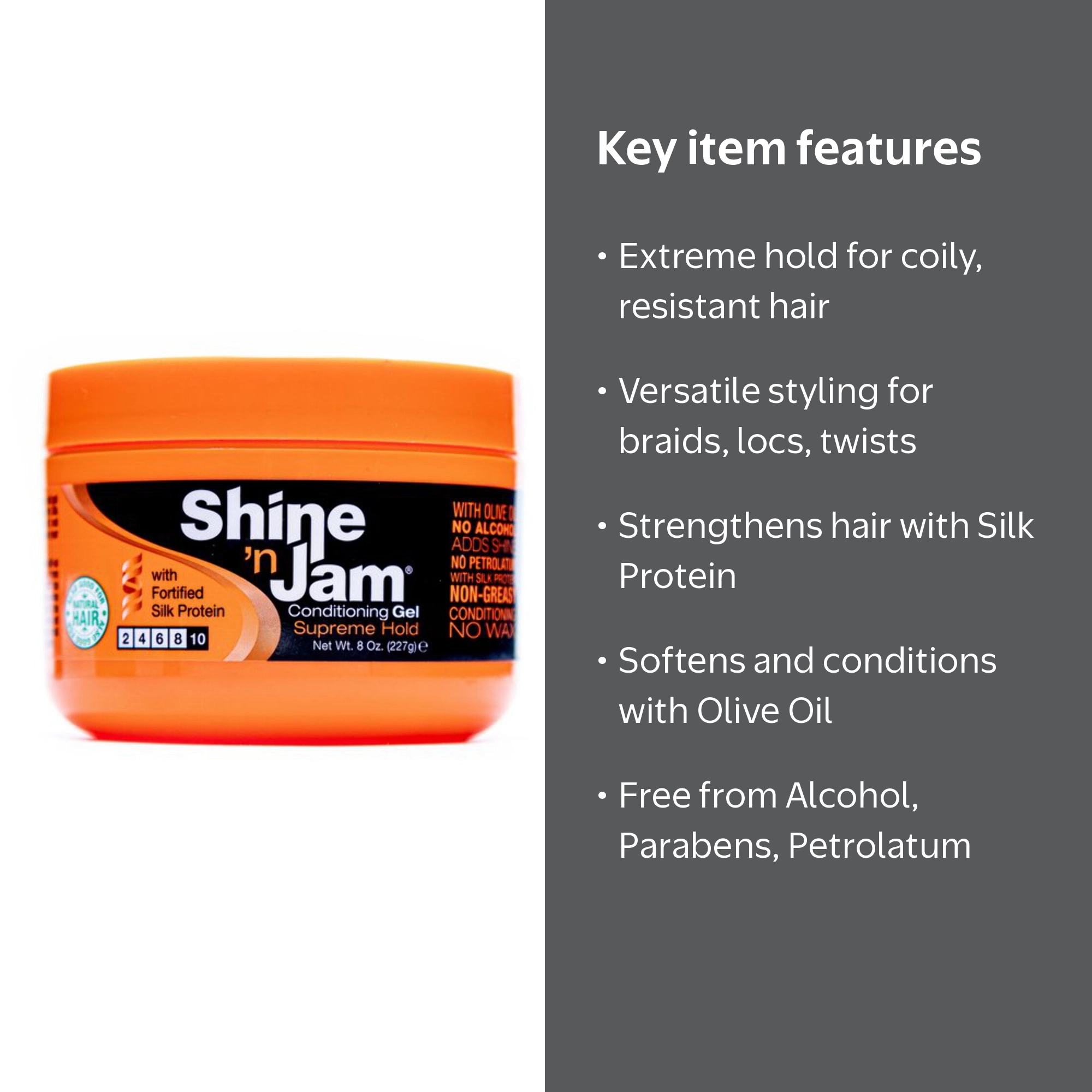 Ampro Shine-n-Jam Supreme Hold, Hair Styling Gel with Olive Oil