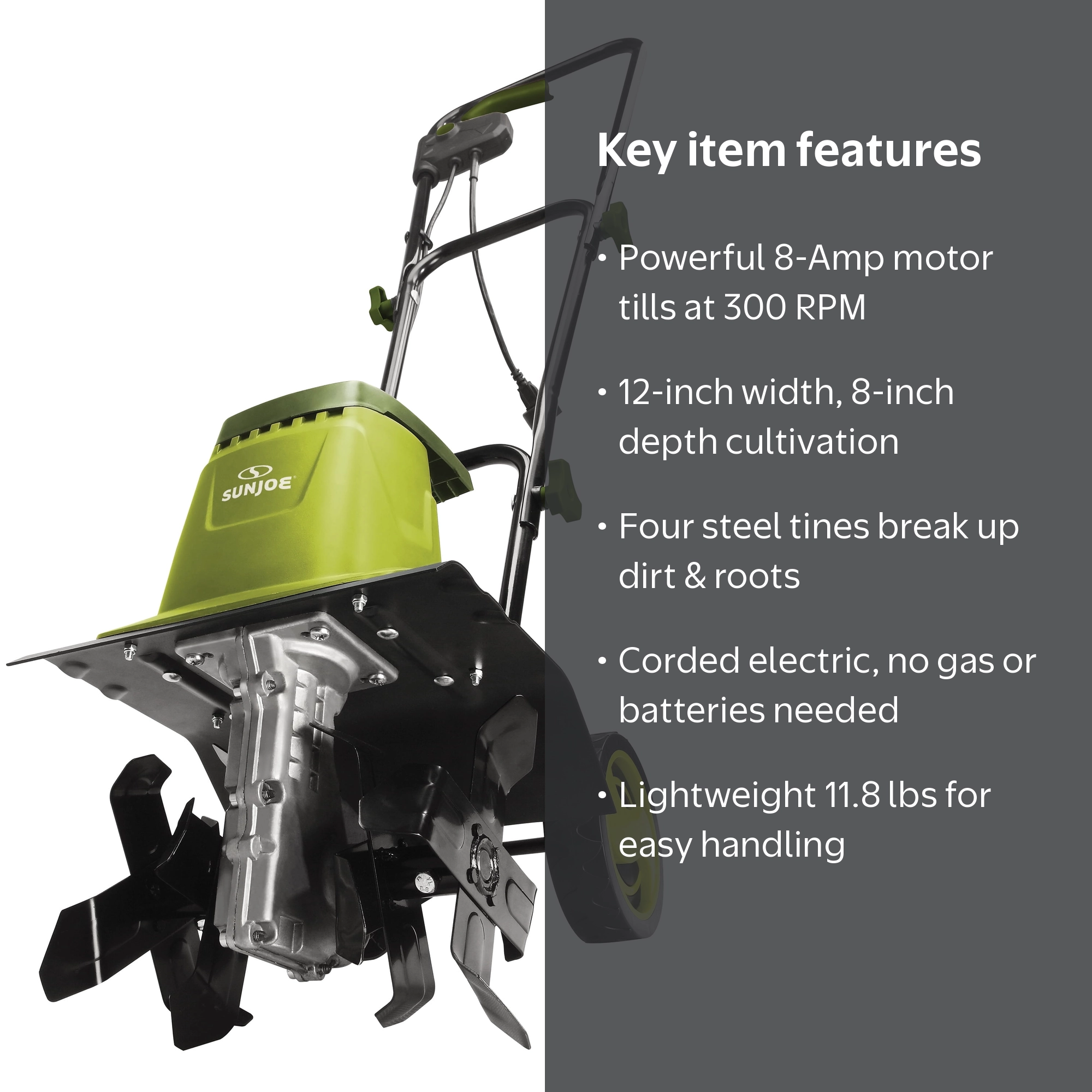 Sun Joe Power Corded 12-inch Electric Garden Tiller + Cultivator