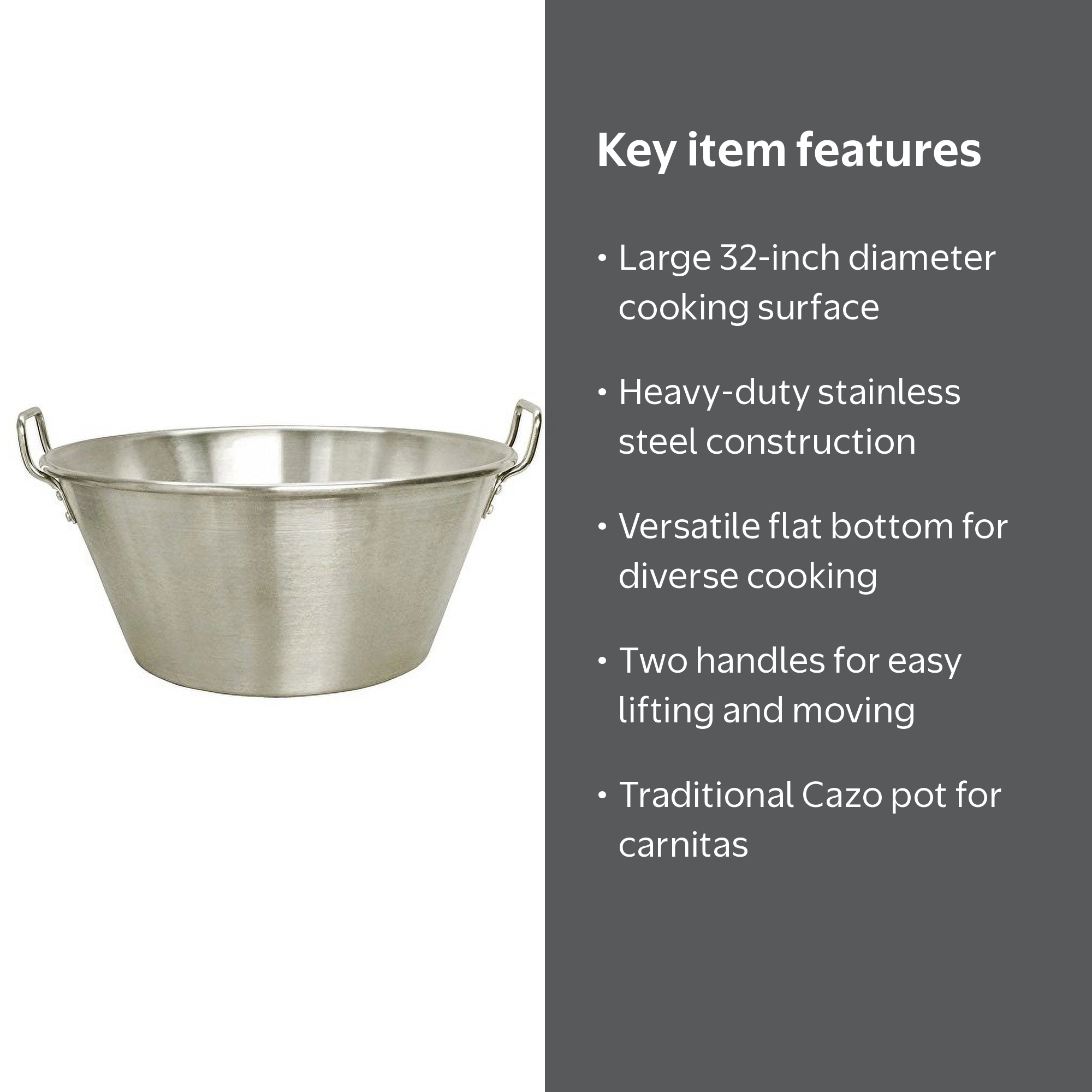 XXL 32'' Carnitas Cazo Stainless Steel Caso Pot Pa - Walmart.com