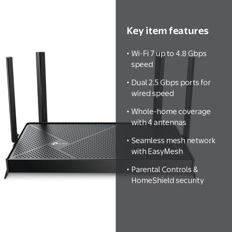 TP-Link, Wi-Fi 7 Router, Dual-Band, 4.8 Gbps, 2.5 Gbps Ports