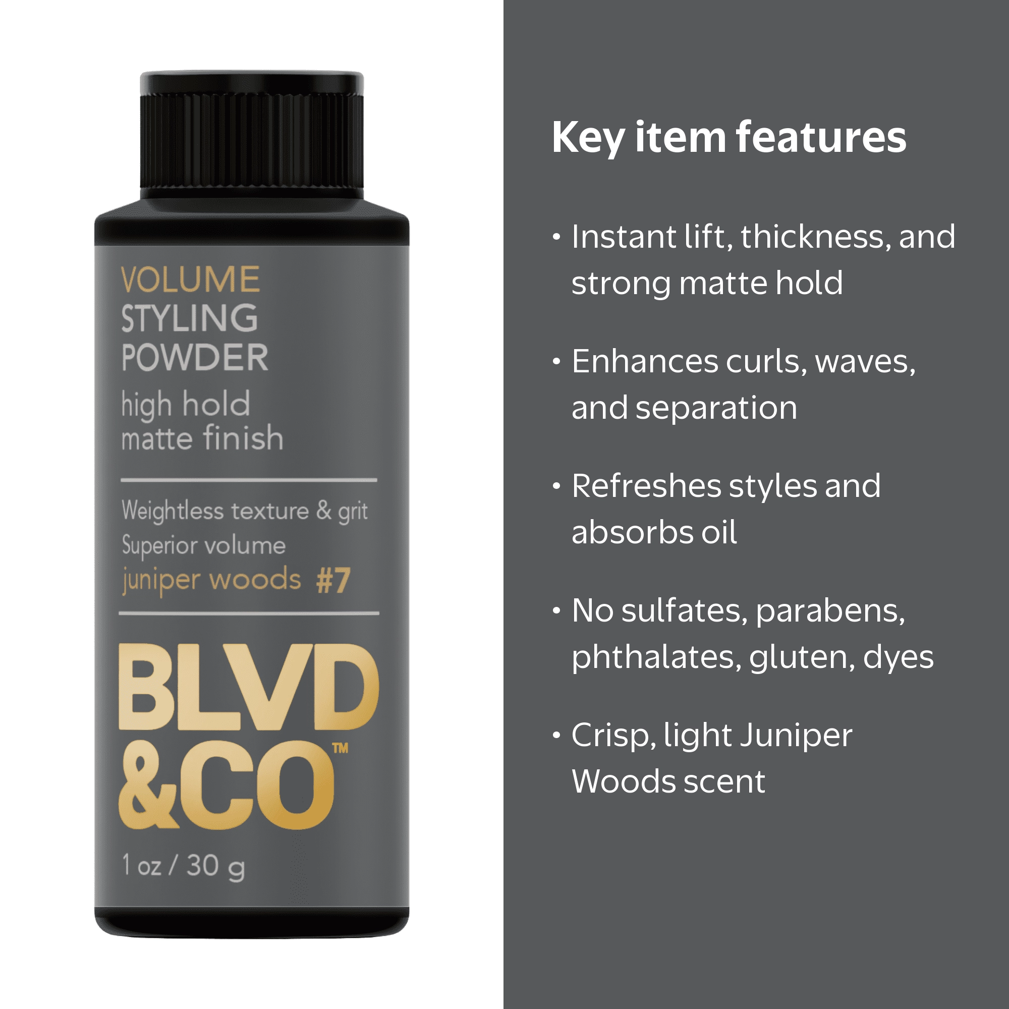 BLVD & CO Men's Volume Hair Styling Powder, High Hold Matte Finish
