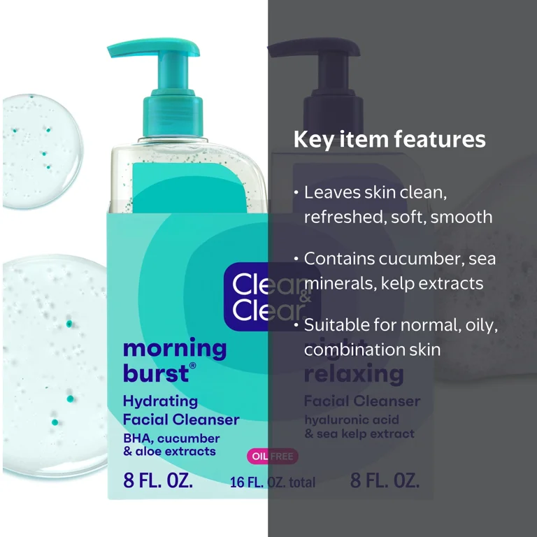 Clean & Clear 2-Pack Daily Deep Pore Cleansers with Refreshing