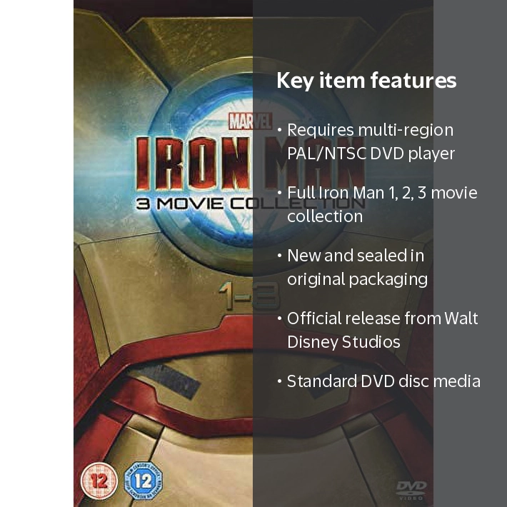 Walt Disney Studios MARVEL Iron Man 1-3 DVD Set (Region Free