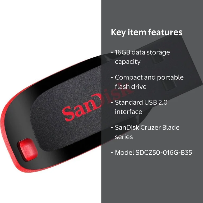 SanDisk, Flash Storage, 16GB USB 2.0 Flash Drive, Black - Walmart.com