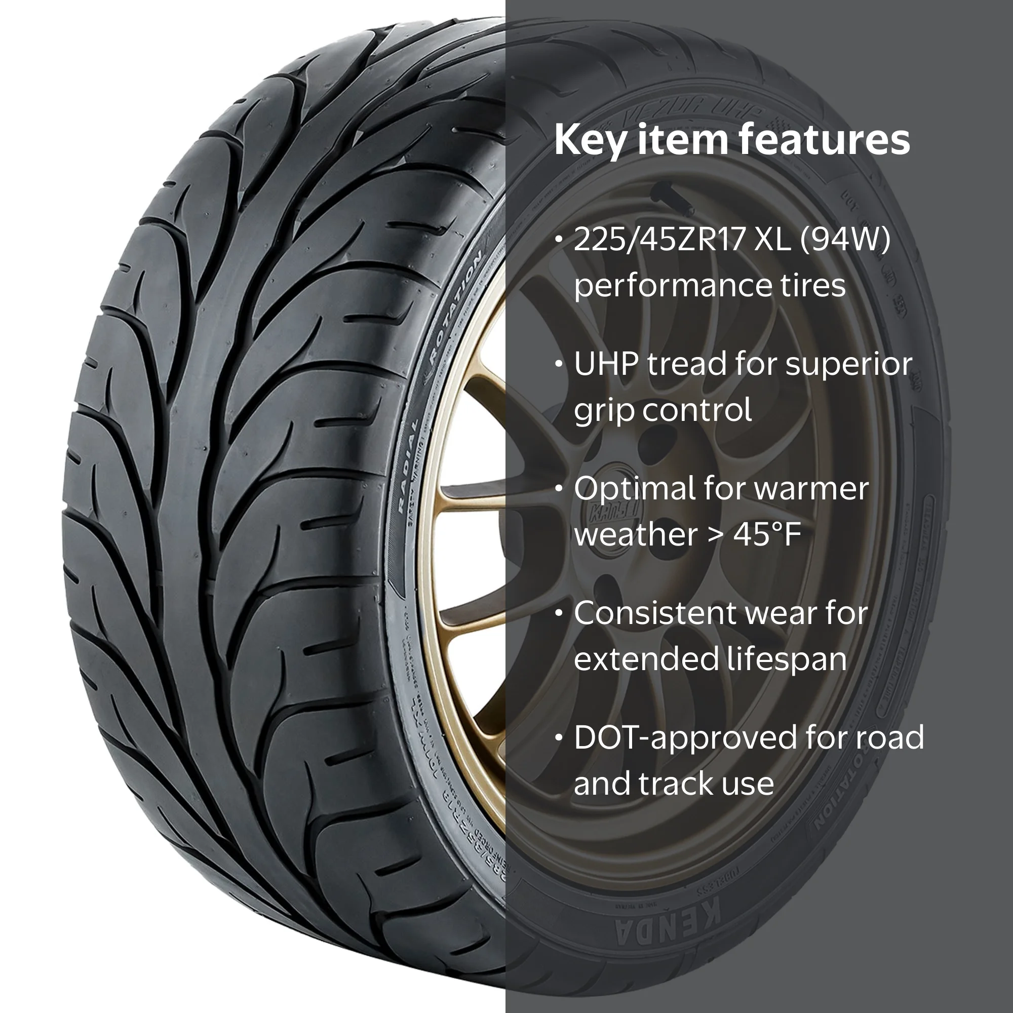 Kenda Vezda UHP Summer (KR20A) Racing P225/45ZR17 94W XL Passenger