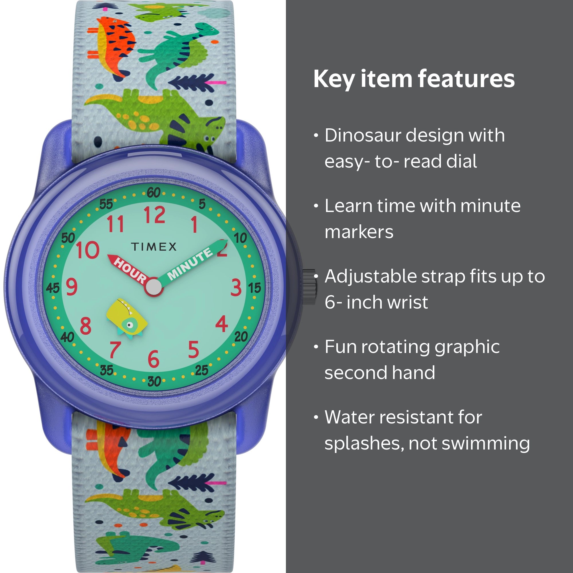 TIMEX TIME MACHINES® 29mm Dinosaur Elastic Fabric Kids Watch