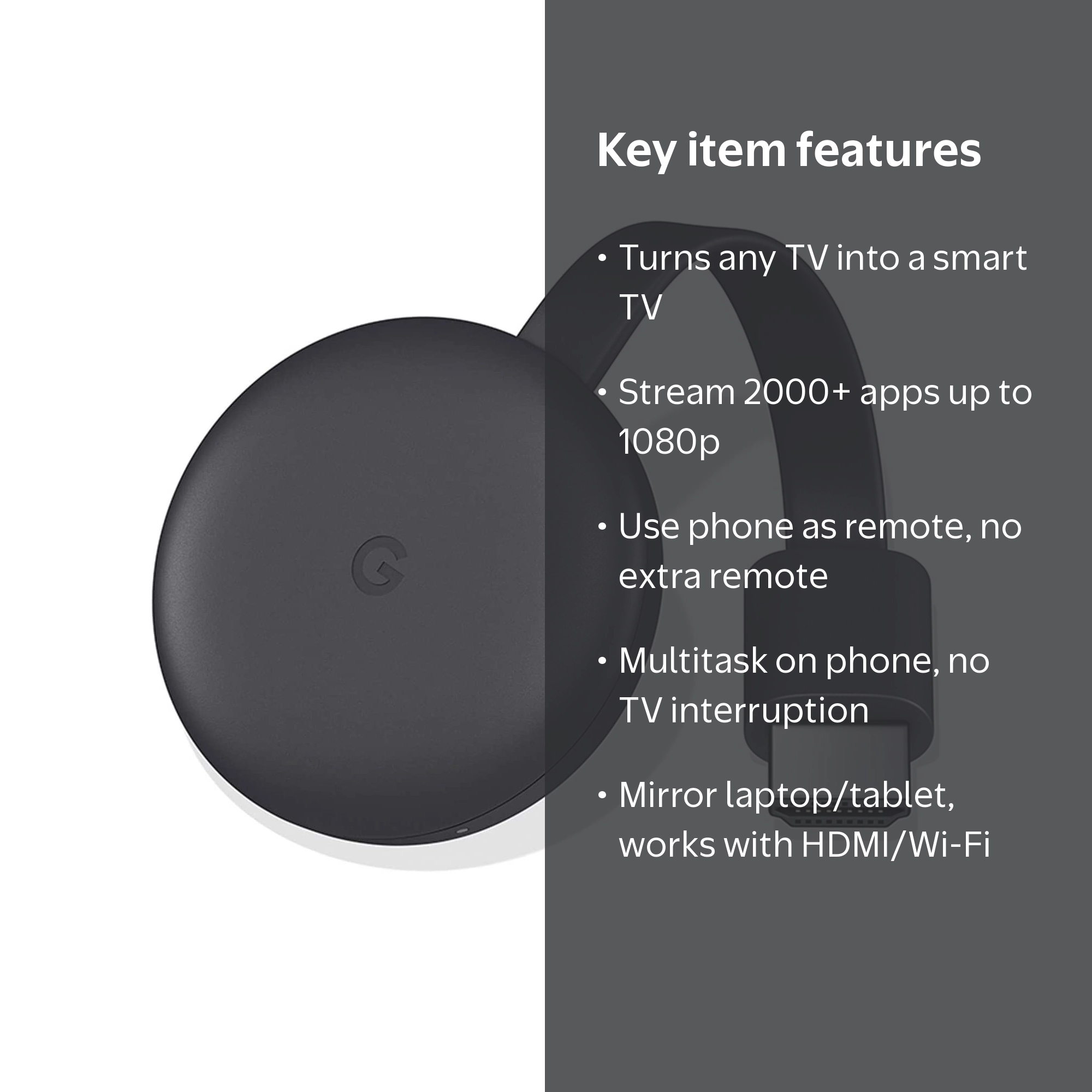 Google Chromecast (3rd Generation) HD Stream Device - Smart TV