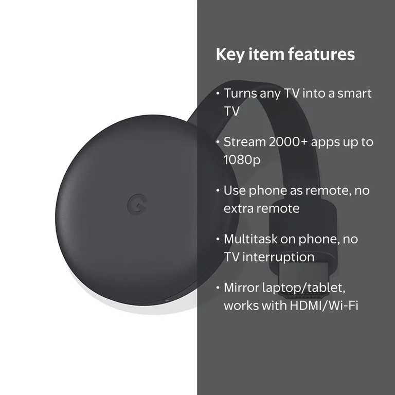 Google Chromecast (3rd Generation) HD Stream Device - Smart TV