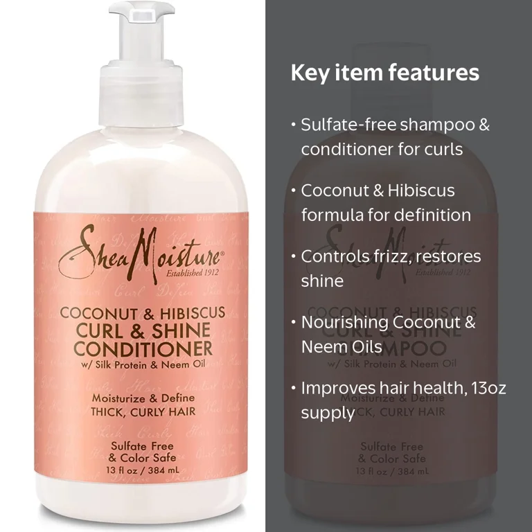 SheaMoisture Shampoo and Conditioner Set, 13 Fl Oz, Coconut and