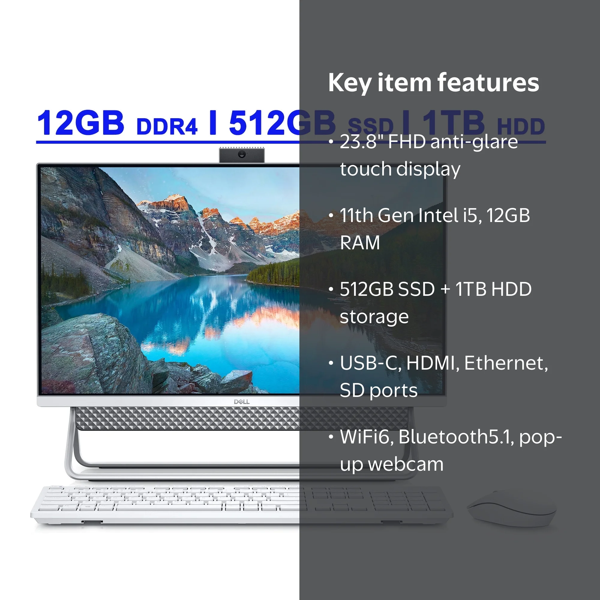 Dell Inspiron 24 5000 5400 All-in-One, 23.8” FHD, 11th Gen Intel