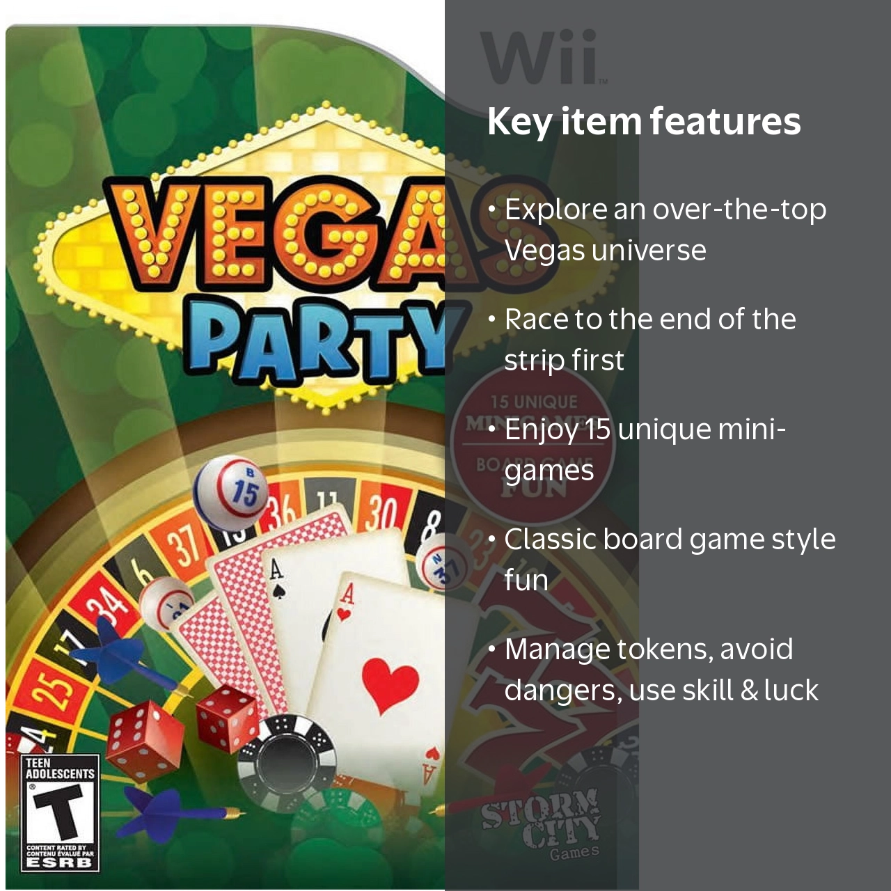 Pre-Owned Vegas Party, 15 Unique MiniGames, Board Game Fun for Wii