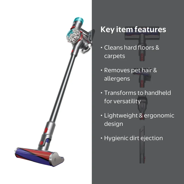 Dyson V8 Absolute Cordless Vacuum, Silver Nickel, Pet-Friendly