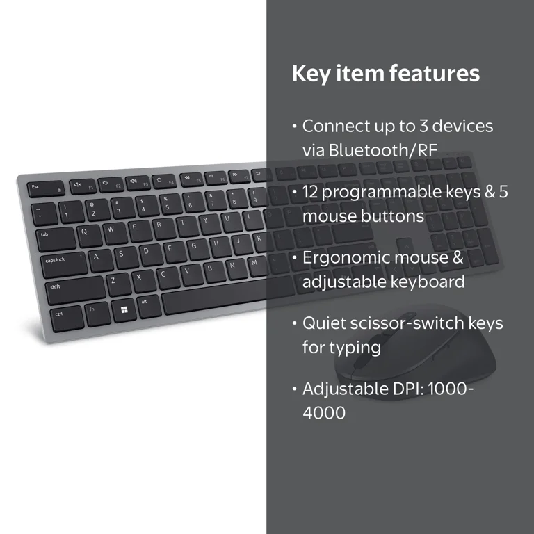 Dell, Pro Plus Keyboard and Mouse, KM7321W, Titan Gray - Walmart.com