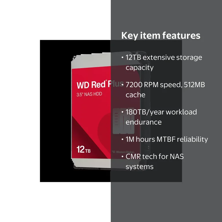 Western Digital, NAS SATA HDD, 12TB, 7200 RPM, Multicolor