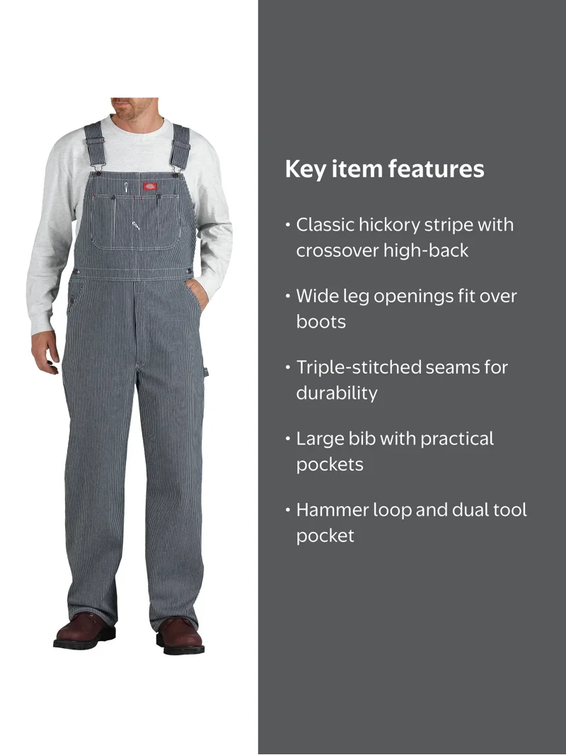 Dickies Men's and Big Men's Hickory Striped Bib Overalls - Walmart.com