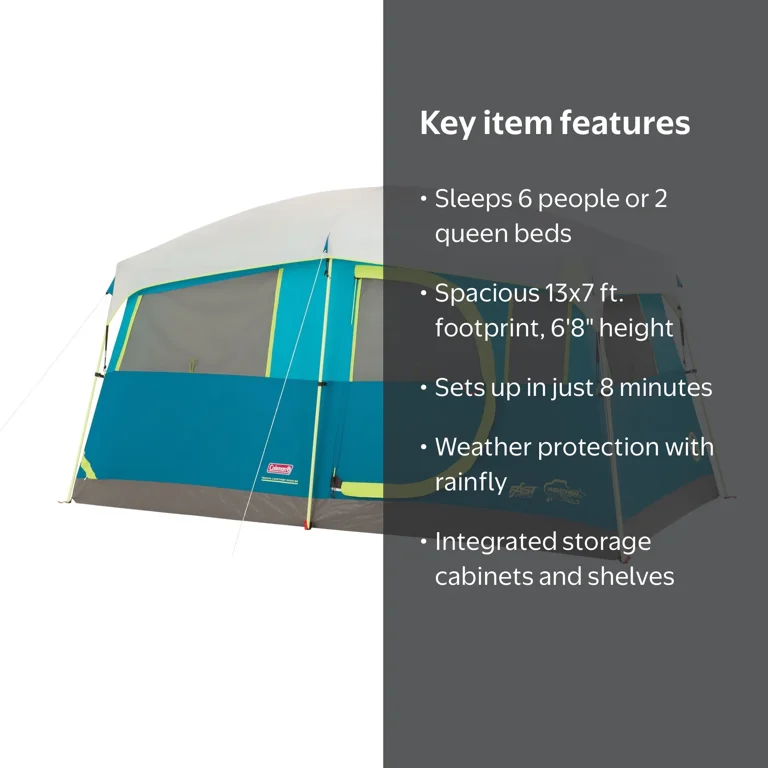 Coleman 6-Person Tenaya Lake Fast Pitch Cabin Camping Tent with