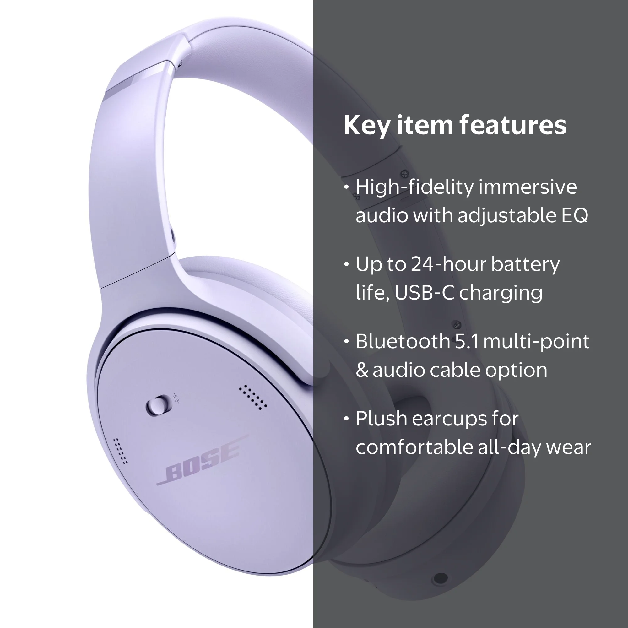 Bose QuietComfort Headphones, Bluetooth Over Ear Noise Cancelling