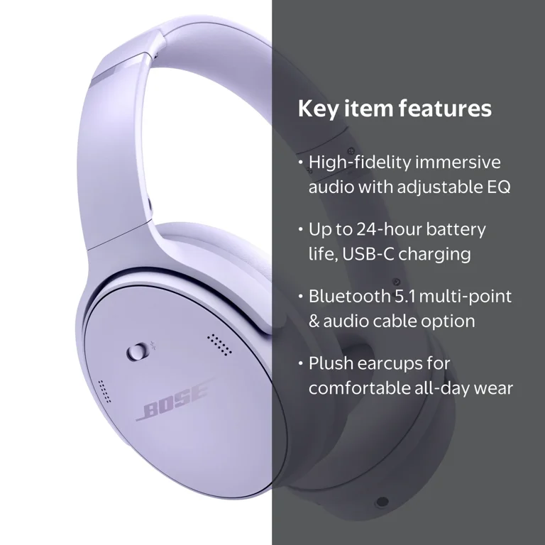 Bose QuietComfort Headphones, Bluetooth Over Ear Noise Cancelling