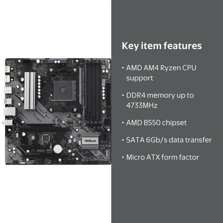 ASRock B550M Phantom Gaming 4 AM4 AMD B550 SATA 6Gb/s Micro ATX