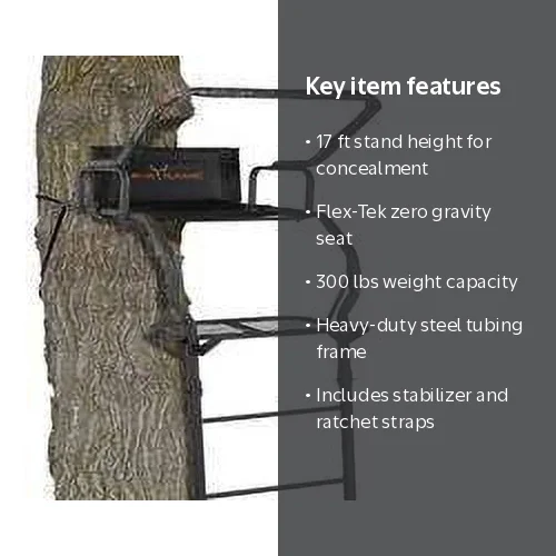 Muddy Warrior DXT 1-Man Ladder Stand, 17ft, Flex-Tek Seat